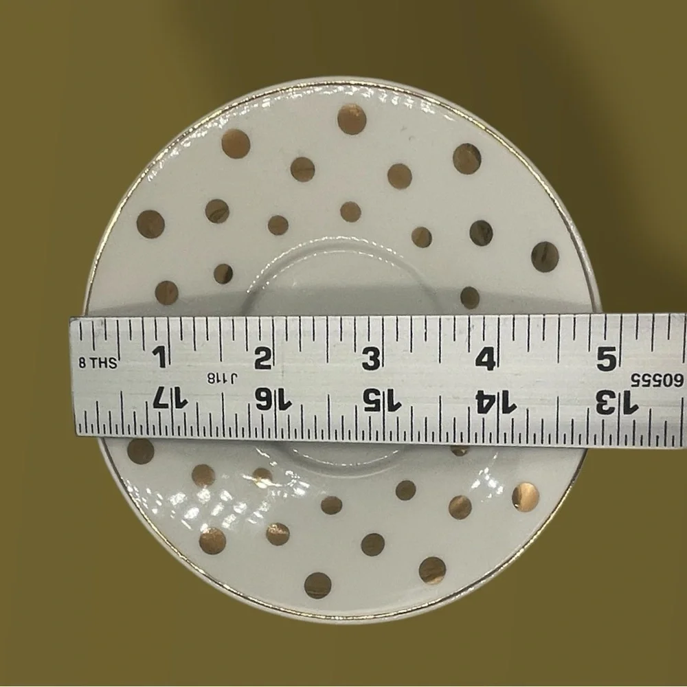 GRACE TEAWARE White Gold Polka Dots 4 Piece Tea DEMITASSE ESPRESSO Set